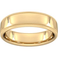 6mm Slight Court Heavy Milgrain Edge Wedding Ring In 18 Carat Yellow Gold - Ring Size S