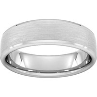 6mm Slight Court Heavy Polished Chamfered Edges With Matt Centre Wedding Ring In 9 Carat White Gold - Ring Size J