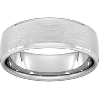 7mm Slight Court Heavy Polished Chamfered Edges With Matt Centre Wedding Ring In Platinum - Ring Size K
