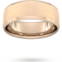 8mm Slight Court Heavy Polished Chamfered Edges With Matt Centre Wedding Ring In 18 Carat Rose Gold - Ring Size G
