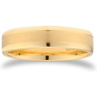 5mm Slight Court Standard Matt Centre With Grooves Wedding Ring In 18 Carat Yellow Gold - Ring Size P