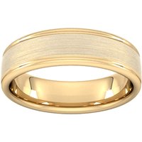 6mm Slight Court Standard Matt Centre With Grooves Wedding Ring In 9 Carat Yellow Gold - Ring Size N
