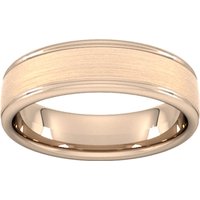 6mm Slight Court Standard Matt Centre With Grooves Wedding Ring In 9 Carat Rose Gold - Ring Size I