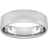 6mm Slight Court Standard Matt Centre With Grooves Wedding Ring In 18 Carat White Gold - Ring Size S