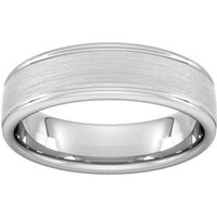 6mm Slight Court Standard Matt Centre With Grooves Wedding Ring In 950 Palladium - Ring Size G