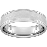 6mm Slight Court Standard Matt Centre With Grooves Wedding Ring In Platinum - Ring Size J