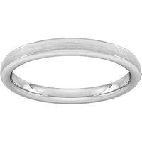 2.5mm Slight Court Heavy Matt Centre With Grooves Wedding Ring In 950 Palladium - Ring Size K