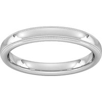 3mm Slight Court Heavy Milgrain Edge Wedding Ring In Platinum - Ring Size J
