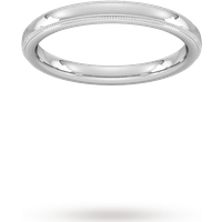 2.5mm D Shape Standard Milgrain Edge Wedding Ring In Platinum - Ring Size I