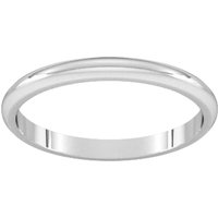 2mm D Shape Standard Wedding Ring In 9 Carat White Gold - Ring Size I