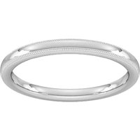 2mm D Shape Standard Milgrain Edge Wedding Ring In Platinum - Ring Size K
