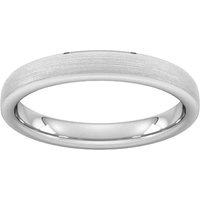 3mm D Shape Standard Polished Chamfered Edges With Matt Centre Wedding Ring In 18 Carat White Gold - Ring Size L