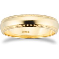 4mm D Shape Standard Milgrain Edge Wedding Ring In 9 Carat Yellow Gold - Ring Size Q