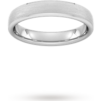 4mm D Shape Standard Polished Chamfered Edges With Matt Centre Wedding Ring In Platinum - Ring Size J