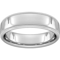 6mm D Shape Standard Milgrain Edge Wedding Ring In 950 Palladium - Ring Size L