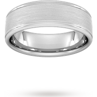 7mm D Shape Standard Matt Centre With Grooves Wedding Ring In 950 Palladium - Ring Size U