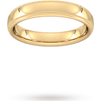 6mm D Shape Heavy Milgrain Edge Wedding Ring In 9 Carat Yellow Gold - Ring Size P