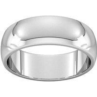 7mm D Shape Heavy Wedding Ring In 9 Carat White Gold - Ring Size P
