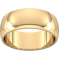8mm D Shape Heavy Wedding Ring In 9 Carat Yellow Gold - Ring Size H