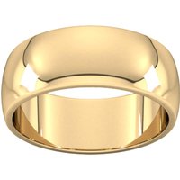 8mm D Shape Heavy Wedding Ring In 18 Carat Yellow Gold - Ring Size K