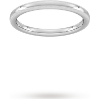 2mm Traditional Court Standard Milgrain Edge Wedding Ring In 9 Carat White Gold - Ring Size Q