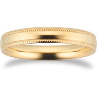 3mm Traditional Court Standard Milgrain Edge Wedding Ring In 9 Carat Yellow Gold - Ring Size R