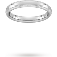 3mm Traditional Court Standard Milgrain Edge Wedding Ring In Platinum - Ring Size K