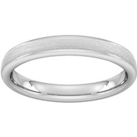 3mm Traditional Court Standard Matt Centre With Grooves Wedding Ring In Platinum - Ring Size N