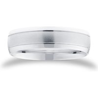 5mm Traditional Court Standard Matt Centre With Grooves Wedding Ring In 18 Carat White Gold - Ring Size O