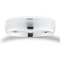 5mm Traditional Court Standard Matt Centre With Grooves Wedding Ring In Platinum - Ring Size H