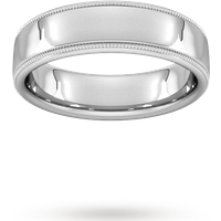 6mm Traditional Court Standard Milgrain Edge Wedding Ring In 9 Carat White Gold - Ring Size T