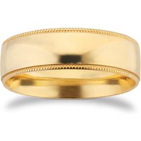 6mm Traditional Court Standard Milgrain Edge Wedding Ring In 9 Carat Yellow Gold - Ring Size N