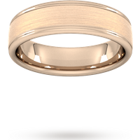 5mm Traditional Court Heavy Matt Centre With Grooves Wedding Ring In 18 Carat Rose Gold - Ring Size H