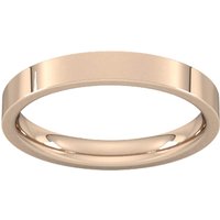 3mm Flat Court Heavy Wedding Ring In 9 Carat Rose Gold - Ring Size P