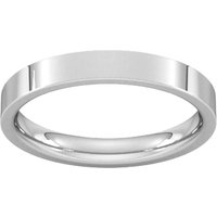 3mm Flat Court Heavy Wedding Ring In Sterling Silver - Ring Size L