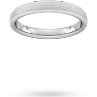 3mm Flat Court Heavy Polished Chamfered Edges With Matt Centre Wedding Ring In 9 Carat White Gold - Ring Size L