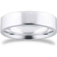 5mm Flat Court Heavy Wedding Ring In 9 Carat White Gold - Ring Size M