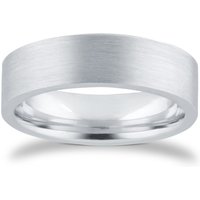 5mm Flat Court Heavy Matt Finished Wedding Ring In 9 Carat White Gold - Ring Size M