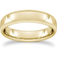 5mm Flat Court Heavy Milgrain Edge Wedding Ring In 9 Carat Yellow Gold - Ring Size Q