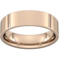 6mm Flat Court Heavy Wedding Ring In 18 Carat Rose Gold - Ring Size O