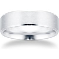 6mm Flat Court Heavy Polished Chamfered Edges With Matt Centre Wedding Ring In 9 Carat White Gold - Ring Size Q