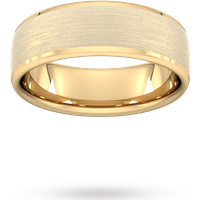 7mm Flat Court Heavy Polished Chamfered Edges With Matt Centre Wedding Ring In 18 Carat Yellow Gold - Ring Size Y