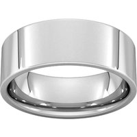 8mm Flat Court Heavy Wedding Ring In 9 Carat White Gold - Ring Size G