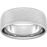 8mm Flat Court Heavy Diagonal Matt Finish Wedding Ring In 18 Carat White Gold - Ring Size O