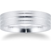 Platinum 6mm Flat Fancy Wedding Band - Ring Size R.5