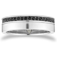 Sterling Silver Black Sapphire Set Ring - Ring Size P