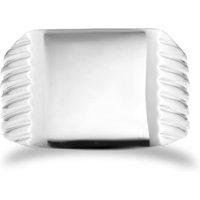 Sterling Silver Ridged Square Signet Ring - Ring Size T