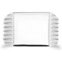 Sterling Silver Ridged Square Signet Ring - Ring Size R