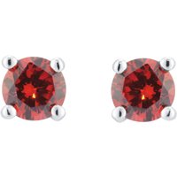 Silver January Red Cubic Zirconia Stud Earrings