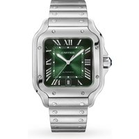 Santos de Cartier Watch, Large Model, Steel, Automatic, Interchangeable Leather Strap